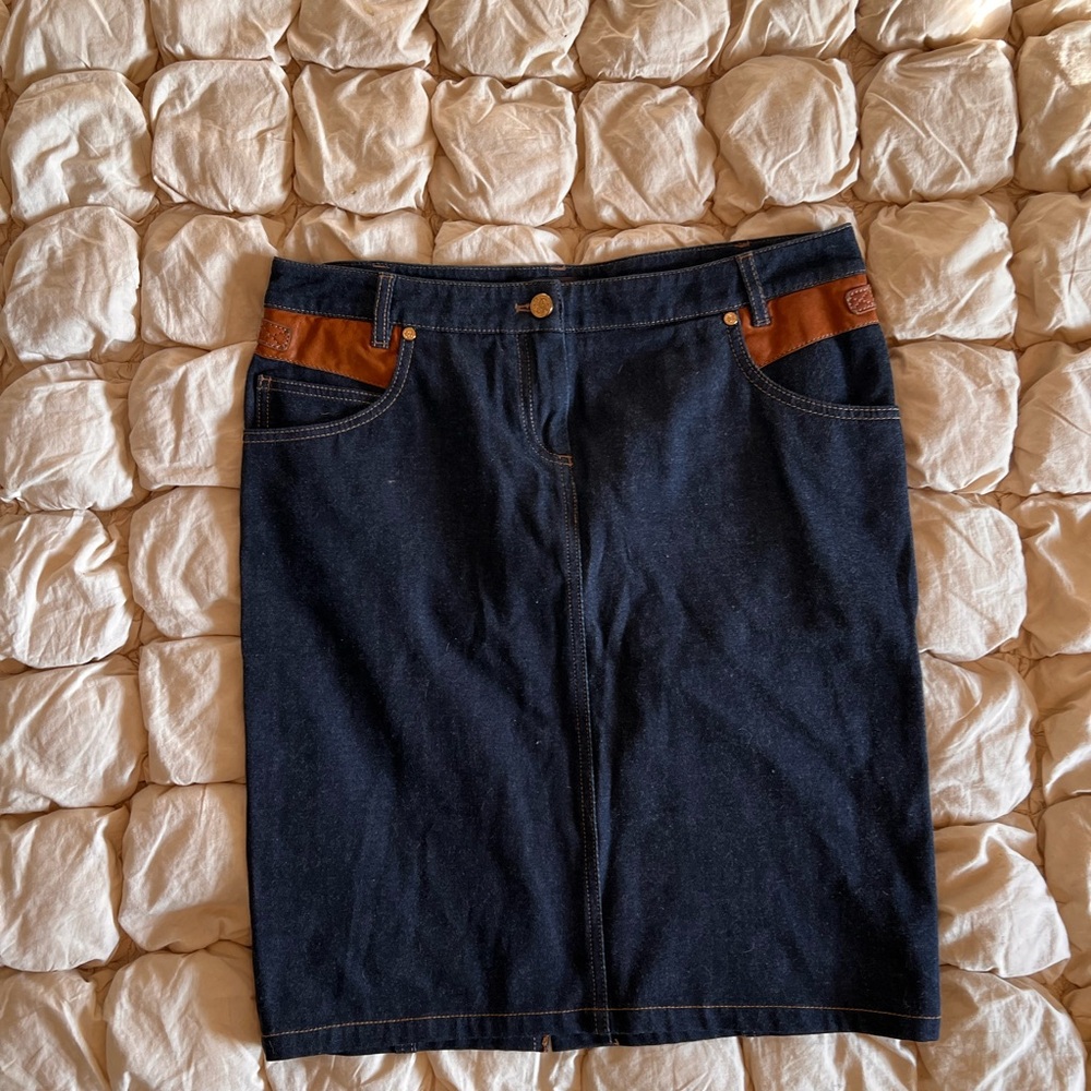 Roberto Cavalli denim midi dress leather belt detailing